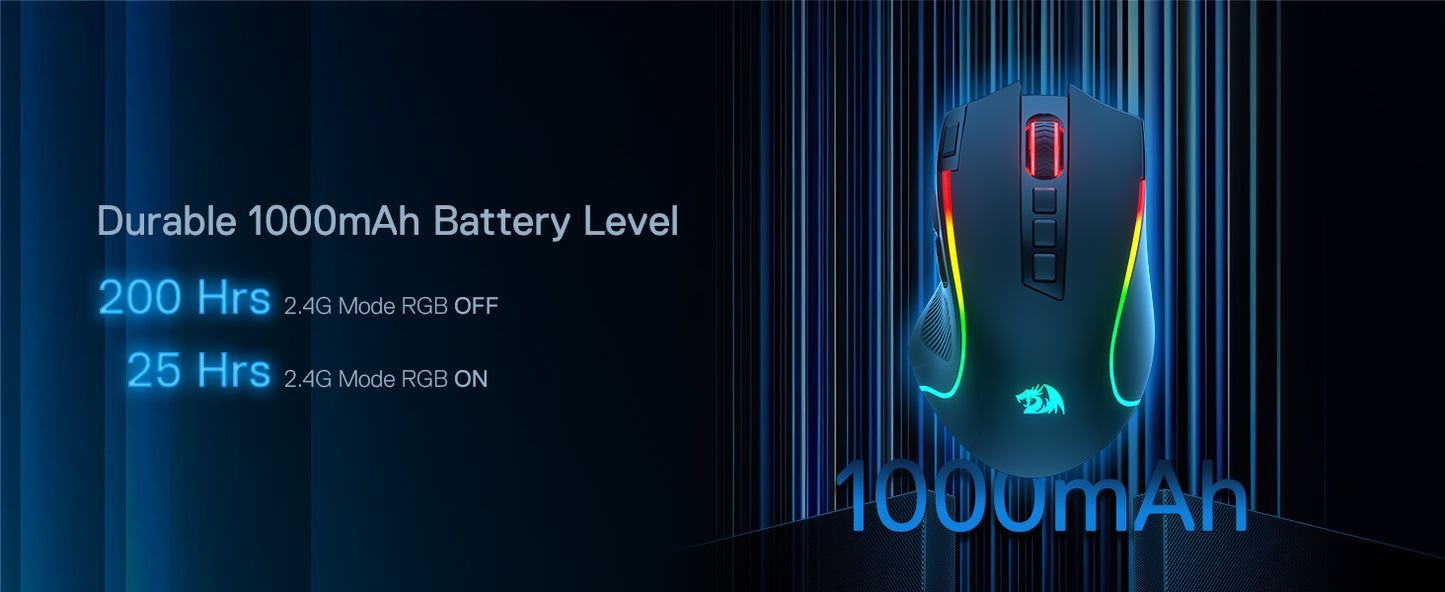 Redragon M612 PRO Wireless Gaming Mouse - 8000 DPI RGB Gaming Mouse with 11 Programmable Buttons for UK Gamers