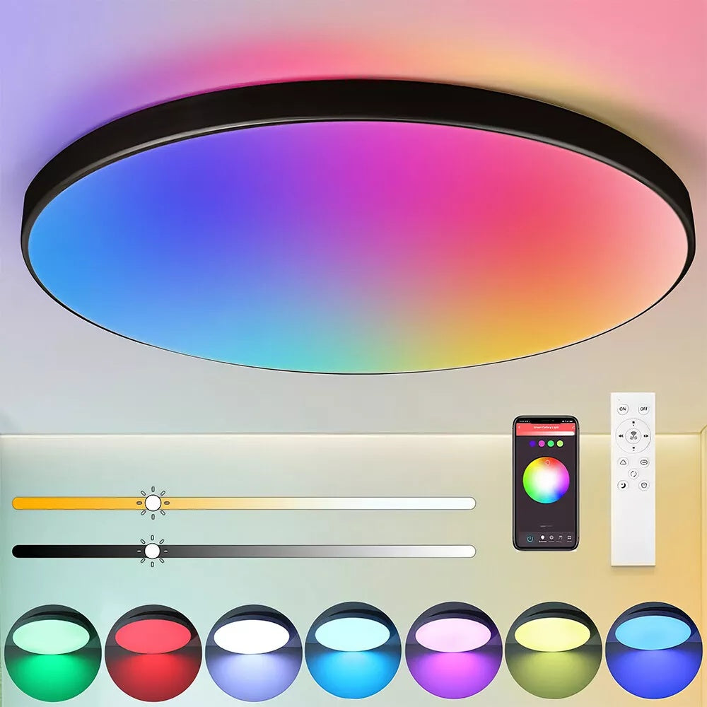 RGB LED Ceiling Light 28W | With Remote Control | IP44 Bathroom Light Fixture