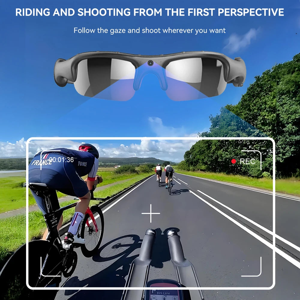 Smart WiFi Cycling Glasses with Polarised Lenses | 1080P HD Video Recording 32GB Memory Card Unisex Sports Eyewear