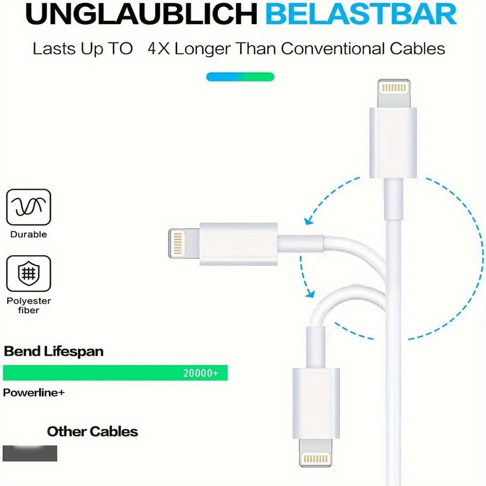 PD 20W Fast Charger with Lightning Cable - Foldable Phone Adapter for iPhone 14/13/12/11 Pro Max & iPad UK