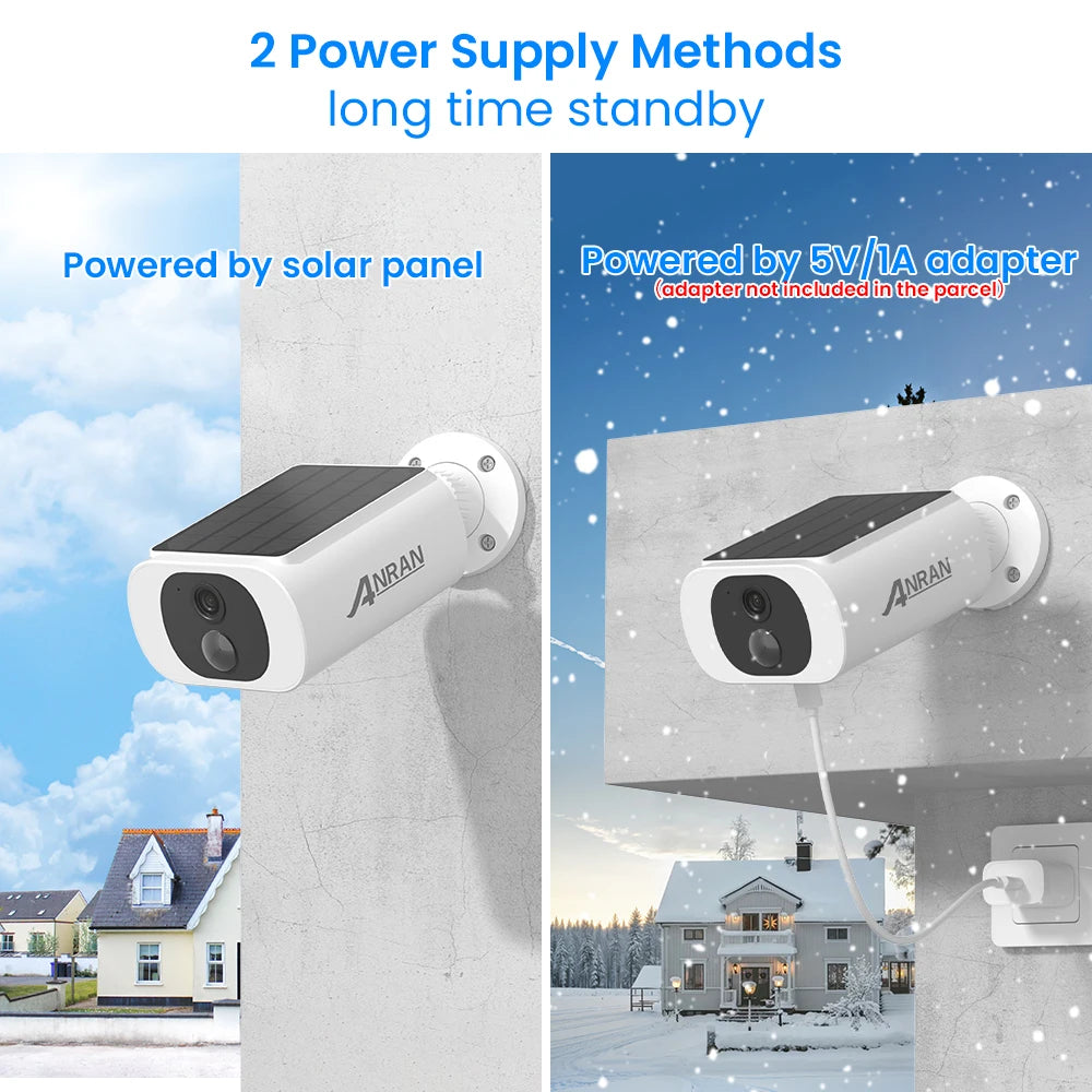 ANRAN 2K Solar Security Camera 3MP Outdoor Wireless 2.4G WiFi Camera | Battery-Powered Floodlight CCTV with Colour Night Vision | Not Compatible with NVR