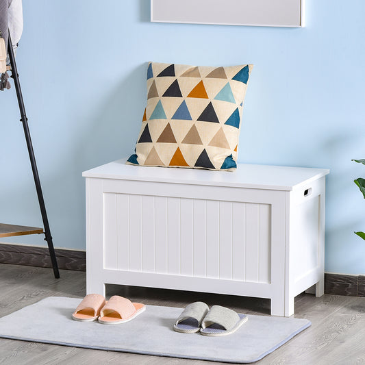 HOMCOM Lift-Top Storage Chest | Toy Box & Blanket Storage Bench, White