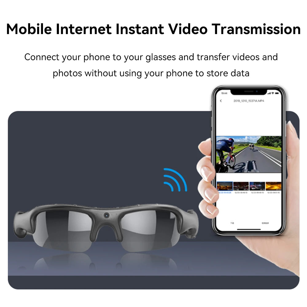 Smart WiFi Cycling Glasses with Polarised Lenses | 1080P HD Video Recording 32GB Memory Card Unisex Sports Eyewear