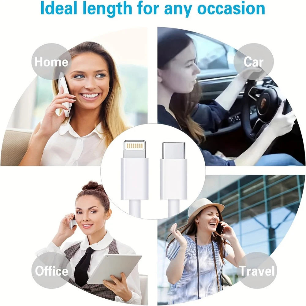PD 20W Fast Charger with Lightning Cable - Foldable Phone Adapter for iPhone 14/13/12/11 Pro Max & iPad UK