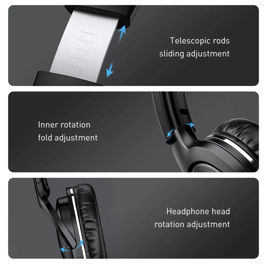 Baseus D02 Pro Wireless Bluetooth Headphones HIFI Stereo Earphones Foldable Sport Headset with Audio Cable foriPhone