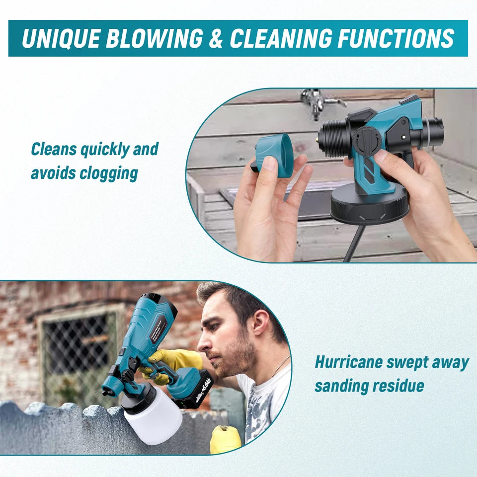 1000ML Cordless Paint Sprayer – Compatible with Makita BL1830 BL1840 BL1850 BL1860 Batteries – Adjustable Flow & 3 Spray Patterns