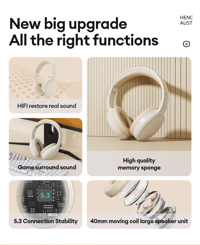 Lenovo TH30 Wireless Headphones Bluetooth 5.3 Earphones Foldable Gaming Headset Sport Headphone with Mic Music Earbuds