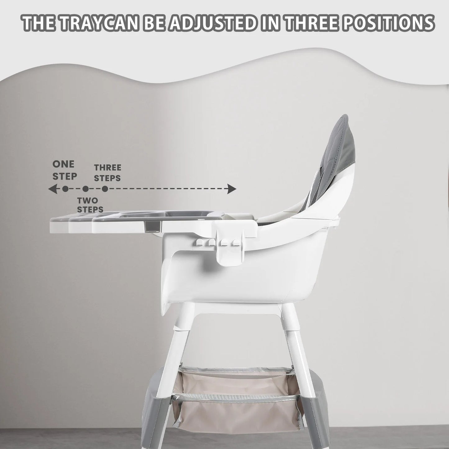 Baby High Chair Portable Baby Dining Chairs Eat & Play Convertible High Chair with Double-Layer Dinner Plate and Toy