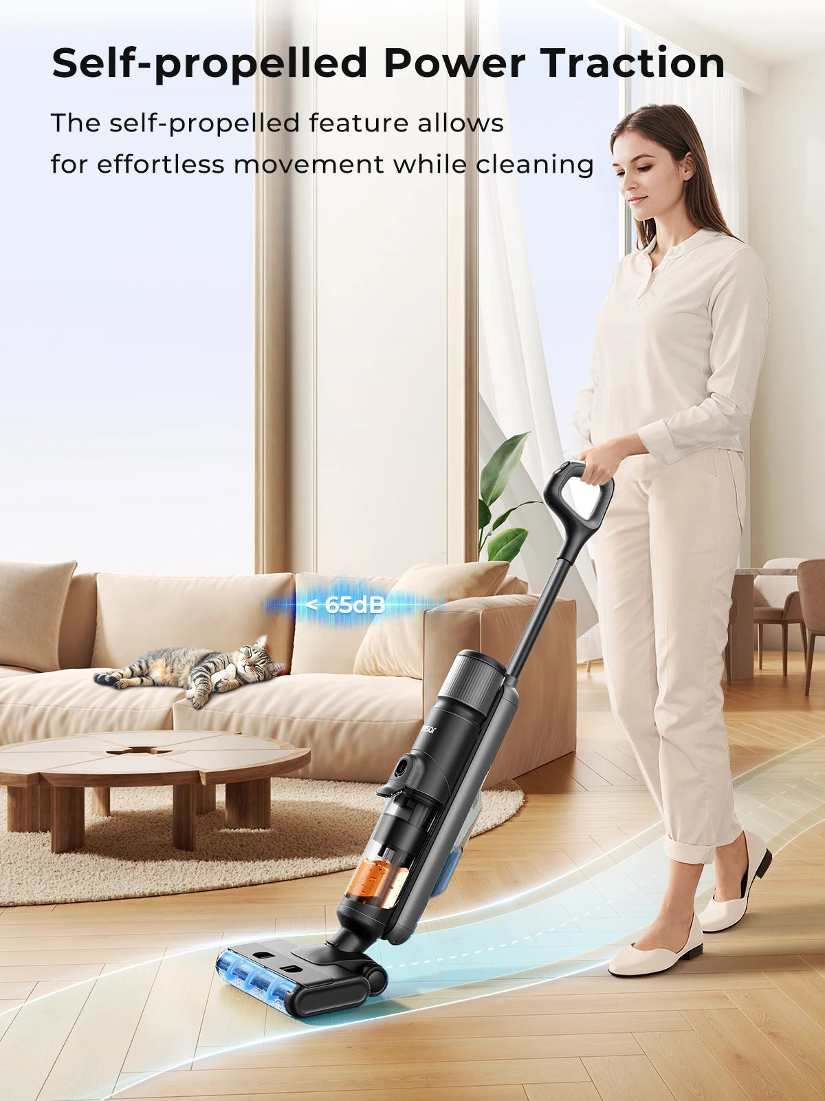 Laresar M3 Cordless Wet Dry Vacuum Cleaner Mop Edge Cleaning 55min Auto Suction Floor Washer Self-Cleaning Smart Home