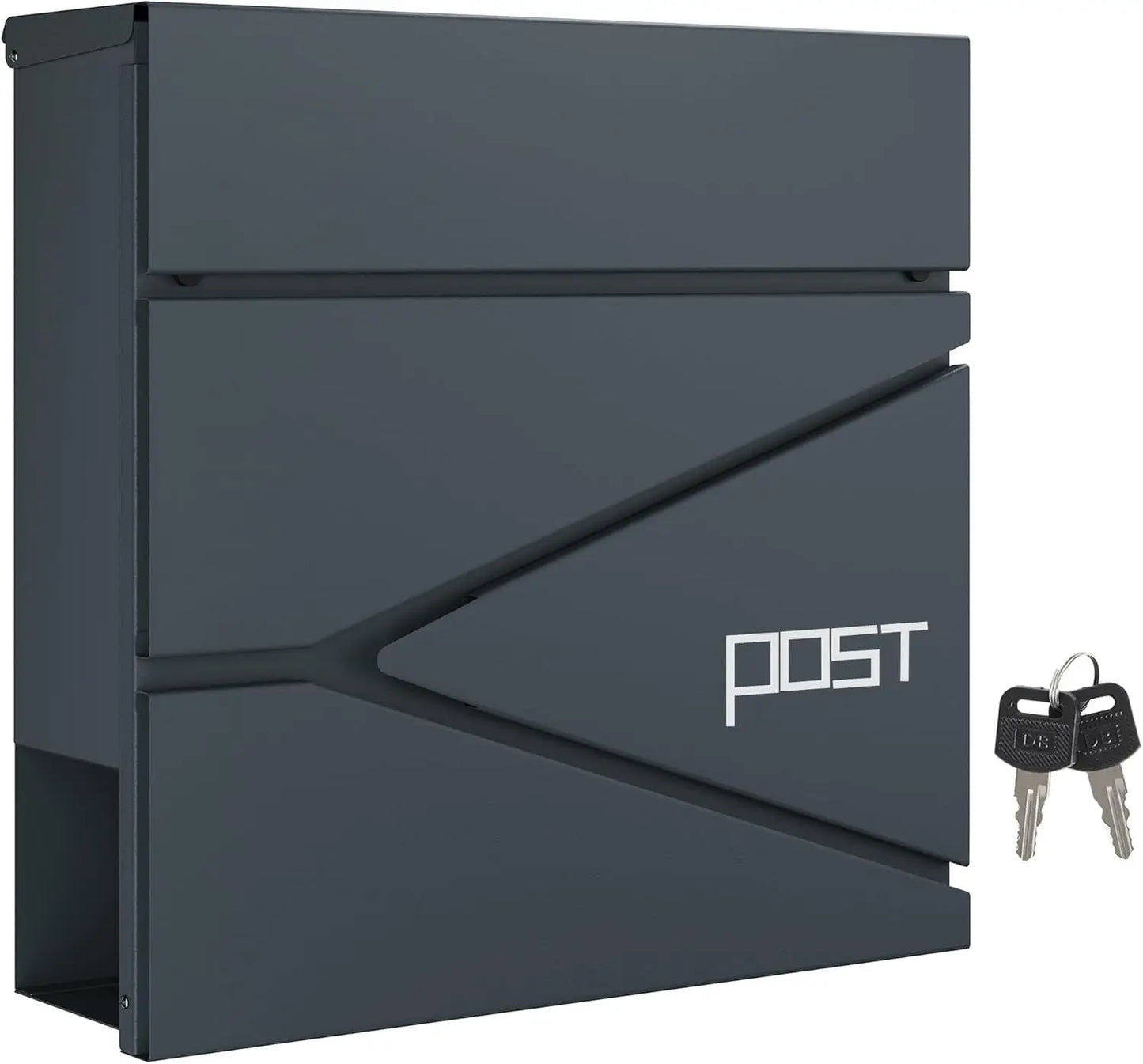 SONGMICS Wall Mounted Post Box - Modern Letterbox with Newspaper Holder & Lock - Metal Construction for UK Homes