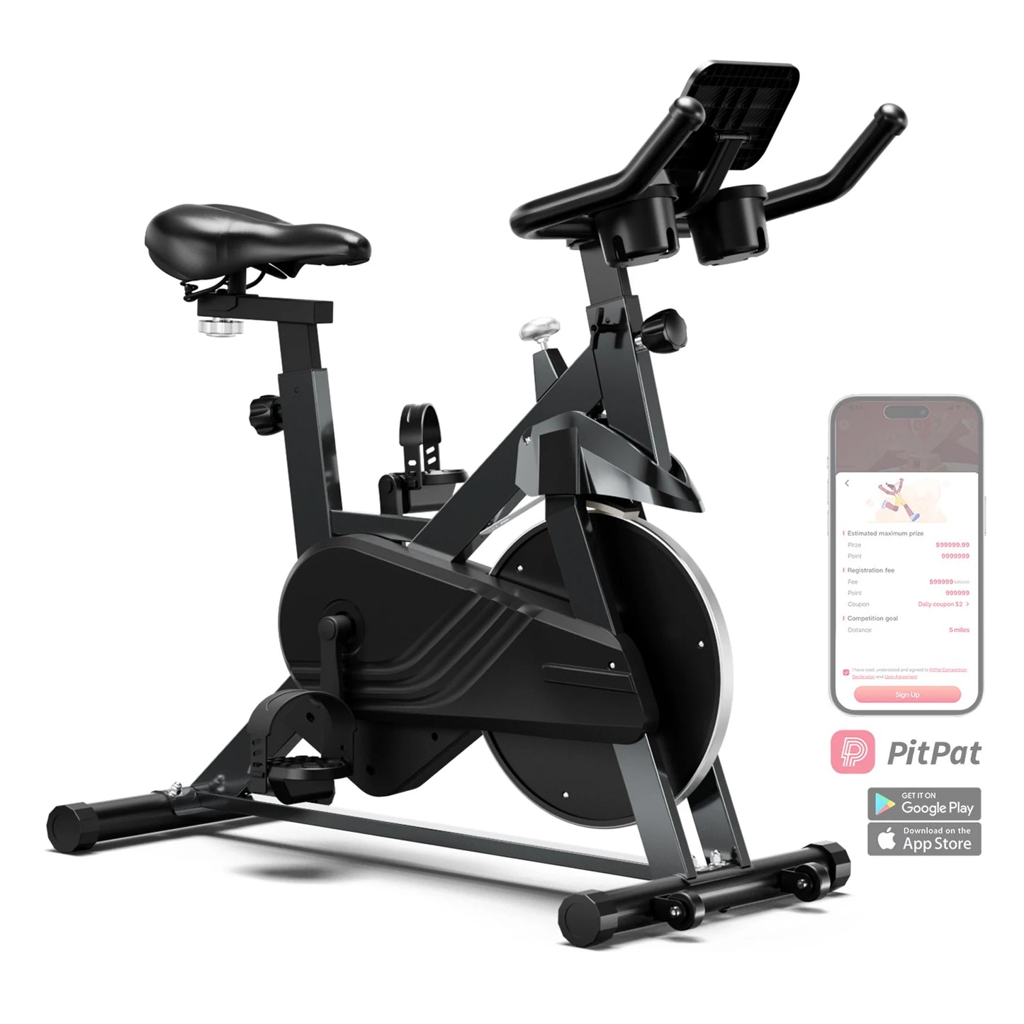 Exercise Bike Home Ergometer Exercise Bike with Adjustable Magnetic Resistance Indoor Bicycle LCD Display 100 kg Load Capacity