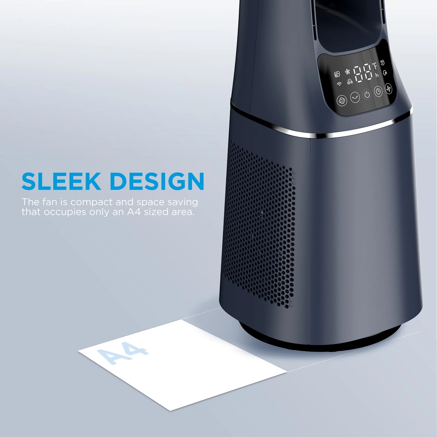Midea 2-in-1 Bladeless Tower Fan with DC Motor – Ultra Quiet 10 Speeds LED Display App Control & Remote | COMFEE Smart