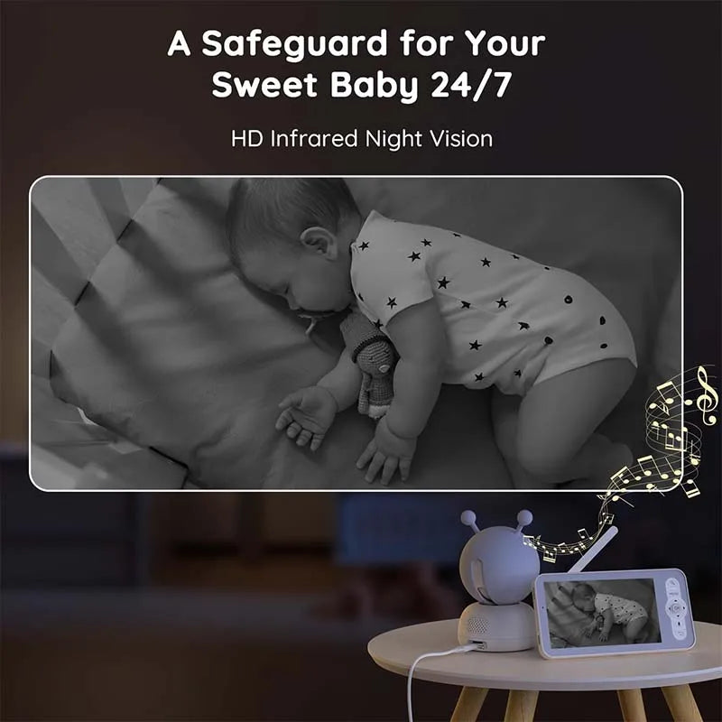 BOIFUN 2K WiFi Baby Monitor Camera – 5’’ Screen + App Control Motion & Crying Detection Auto Tracking Night Vision UK