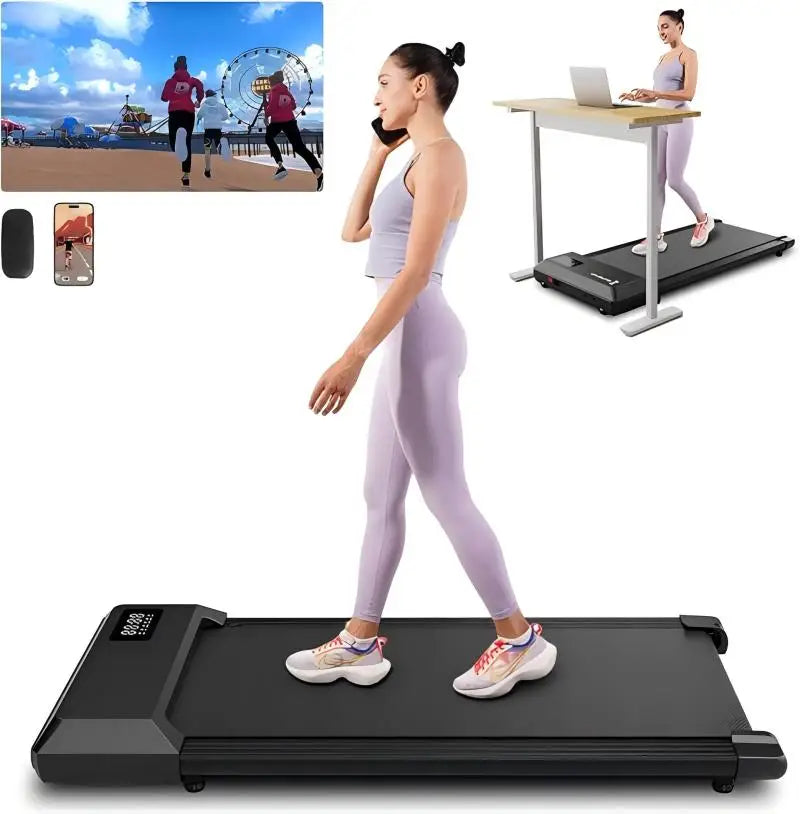 2in1 Remote Control Under Desk Walkingpad 35.5*15.5inch Run Belt Treadmill 0.6-3.8mph Treadmill for Home Office With LED Display