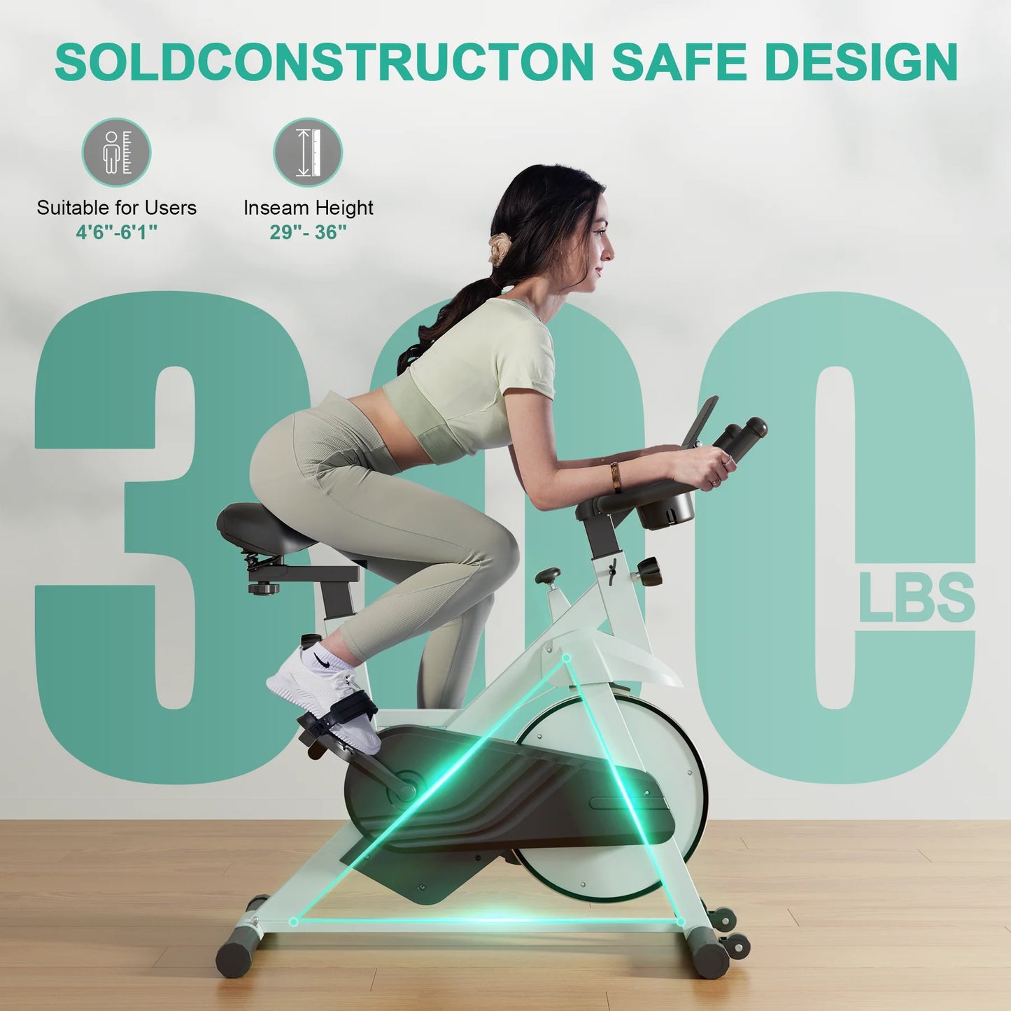SuperUN Exercise Bike - 32-Level Magnetic Resistance Home Gym Bike with LCD Monitor & App Connectivity - 300lbs Capacity