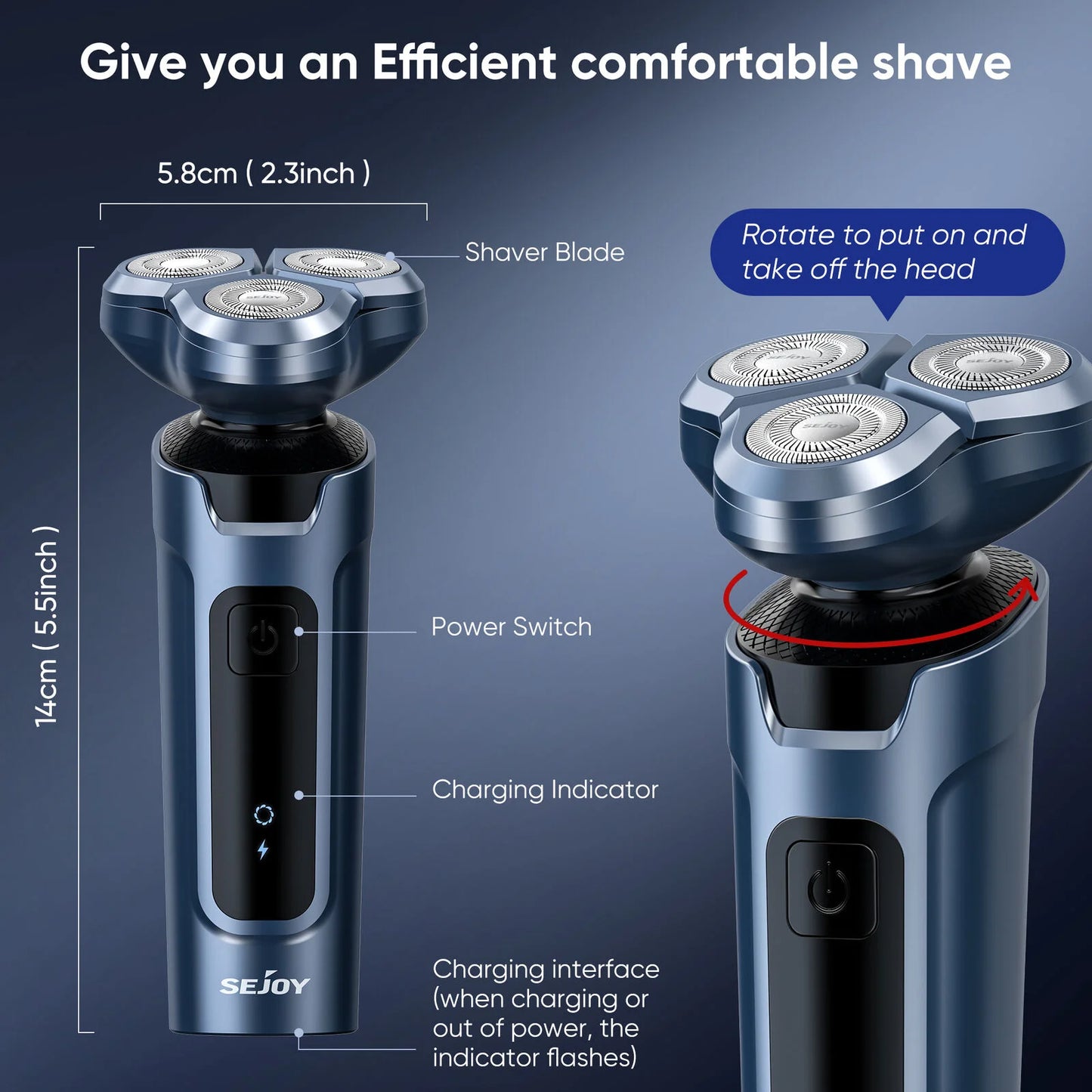 SEJOY 3 In 1 Multifunction Mens Electric Shaver Powerful Beard Nose Hair Trimmer Shaving Machine Electric Razor Waterproof