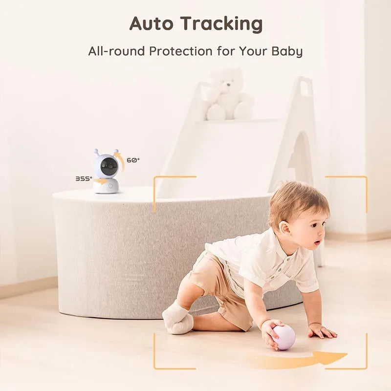 BOIFUN 2K WiFi Baby Monitor Camera – 5’’ Screen + App Control Motion & Crying Detection Auto Tracking Night Vision UK