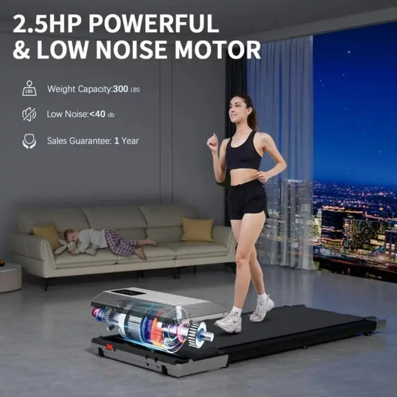 2in1 Remote Control Under Desk Walkingpad 35.5*15.5inch Run Belt Treadmill 0.6-3.8mph Treadmill for Home Office With LED Display