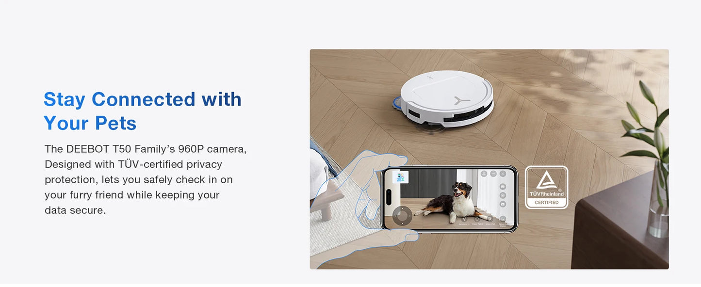 ECOVACS DEEBOT T50 PRO OMNI Robot Vacuum & Mop | 15,000Pa, TruEdge 2.0, ZeroTangle 2.0, OMNI Station — White