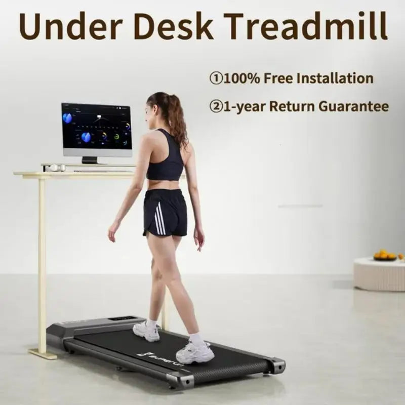 2in1 Remote Control Under Desk Walkingpad 35.5*15.5inch Run Belt Treadmill 0.6-3.8mph Treadmill for Home Office With LED Display