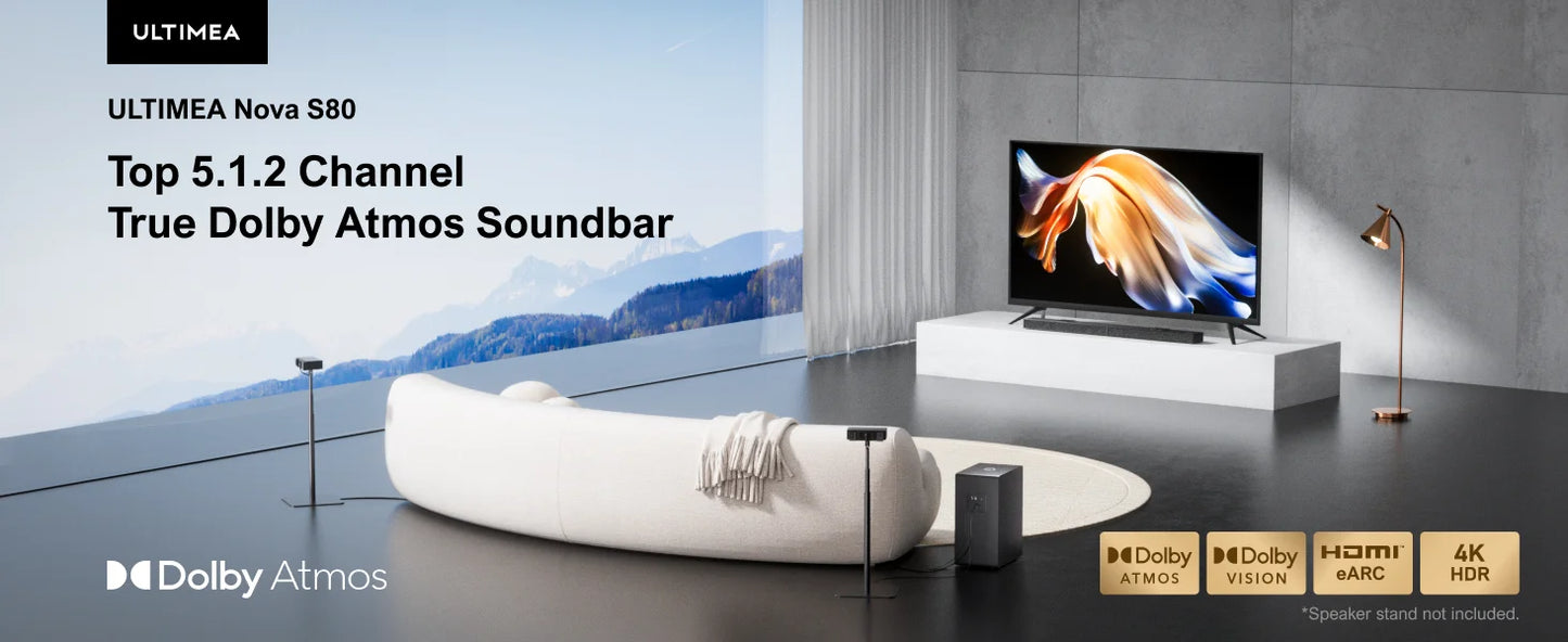 ULTIMEA 520W 5.1.2 Soundbar with Dolby Atmos for Smart TV,4K HDR Pass-through,Home Theater Wireless Bluetooth Soundbar
