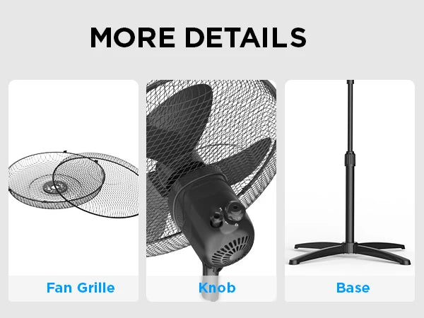 Midea 40W Pedestal Fan by COMFEE – Quiet Oscillating Standing Fan with 3 Speed Settings, Adjustable Height & Powerful Airflow – Home & Office Cooling Solution