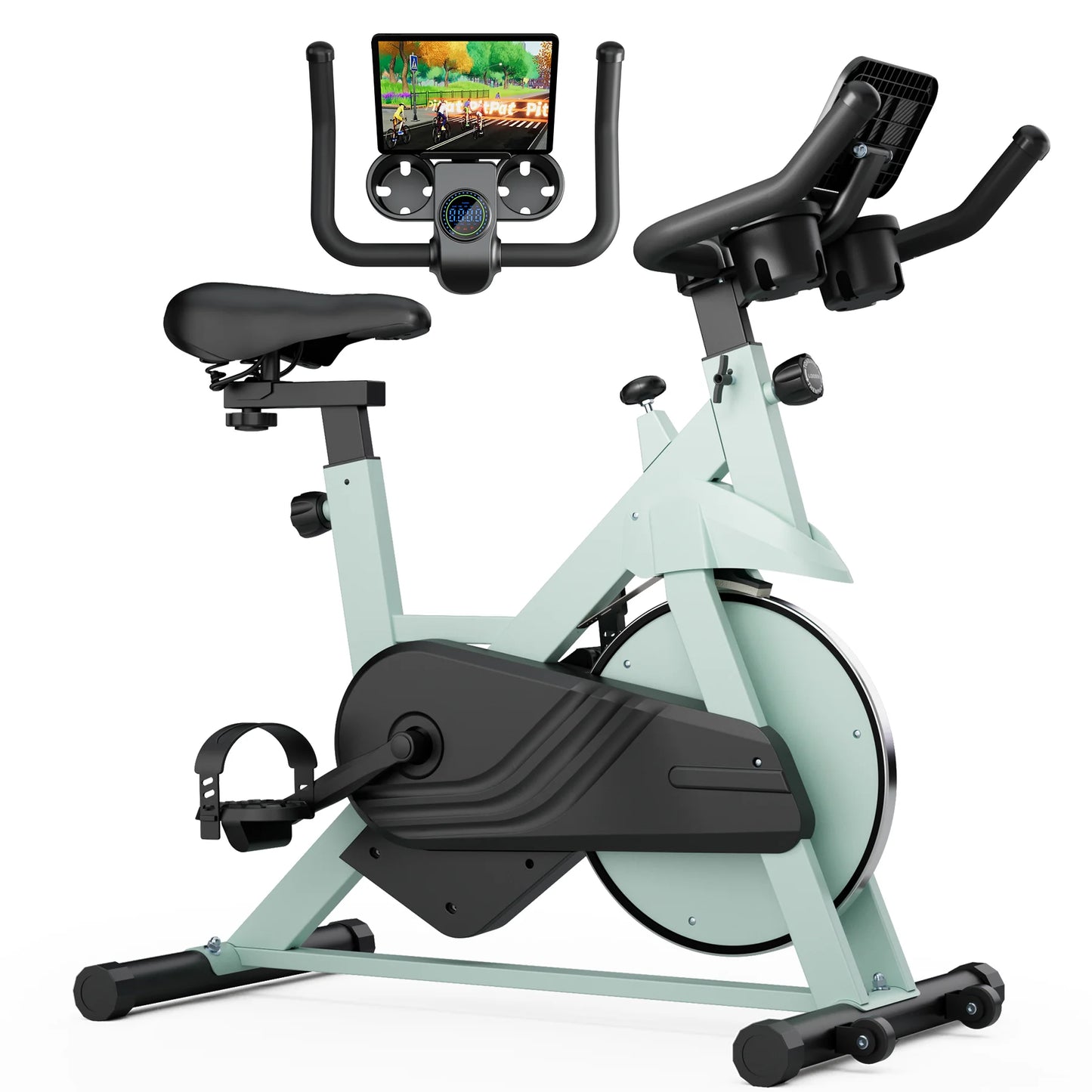 SuperUN Exercise Bike - 32-Level Magnetic Resistance Home Gym Bike with LCD Monitor & App Connectivity - 300lbs Capacity