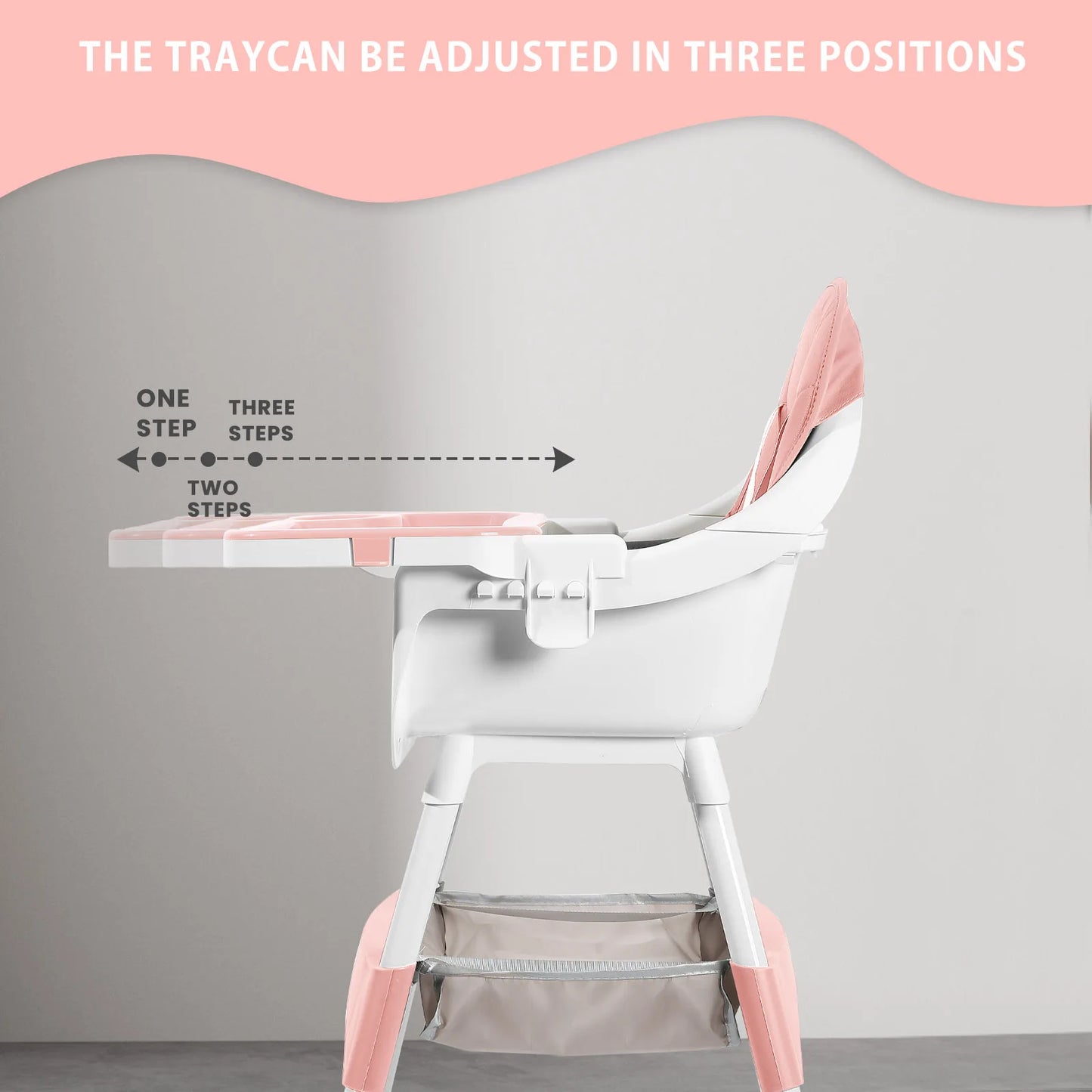 Baby High Chair Portable Baby Dining Chairs Eat & Play Convertible High Chair with Double-Layer Dinner Plate and Toy
