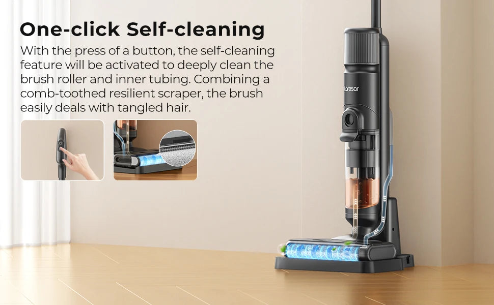 Laresar M3 Cordless Wet Dry Vacuum Cleaner Mop Edge Cleaning 55min Auto Suction Floor Washer Self-Cleaning Smart Home
