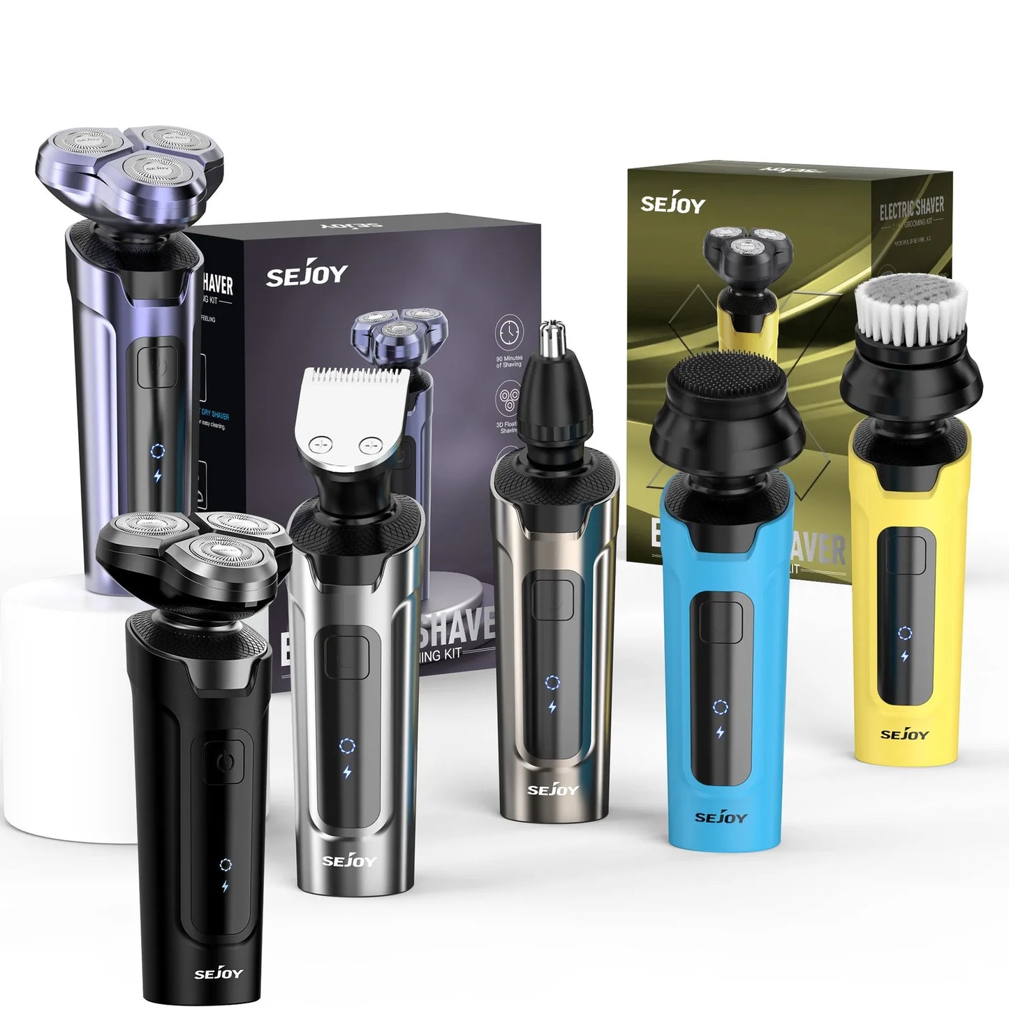 SEJOY 3 In 1 Multifunction Mens Electric Shaver Powerful Beard Nose Hair Trimmer Shaving Machine Electric Razor Waterproof