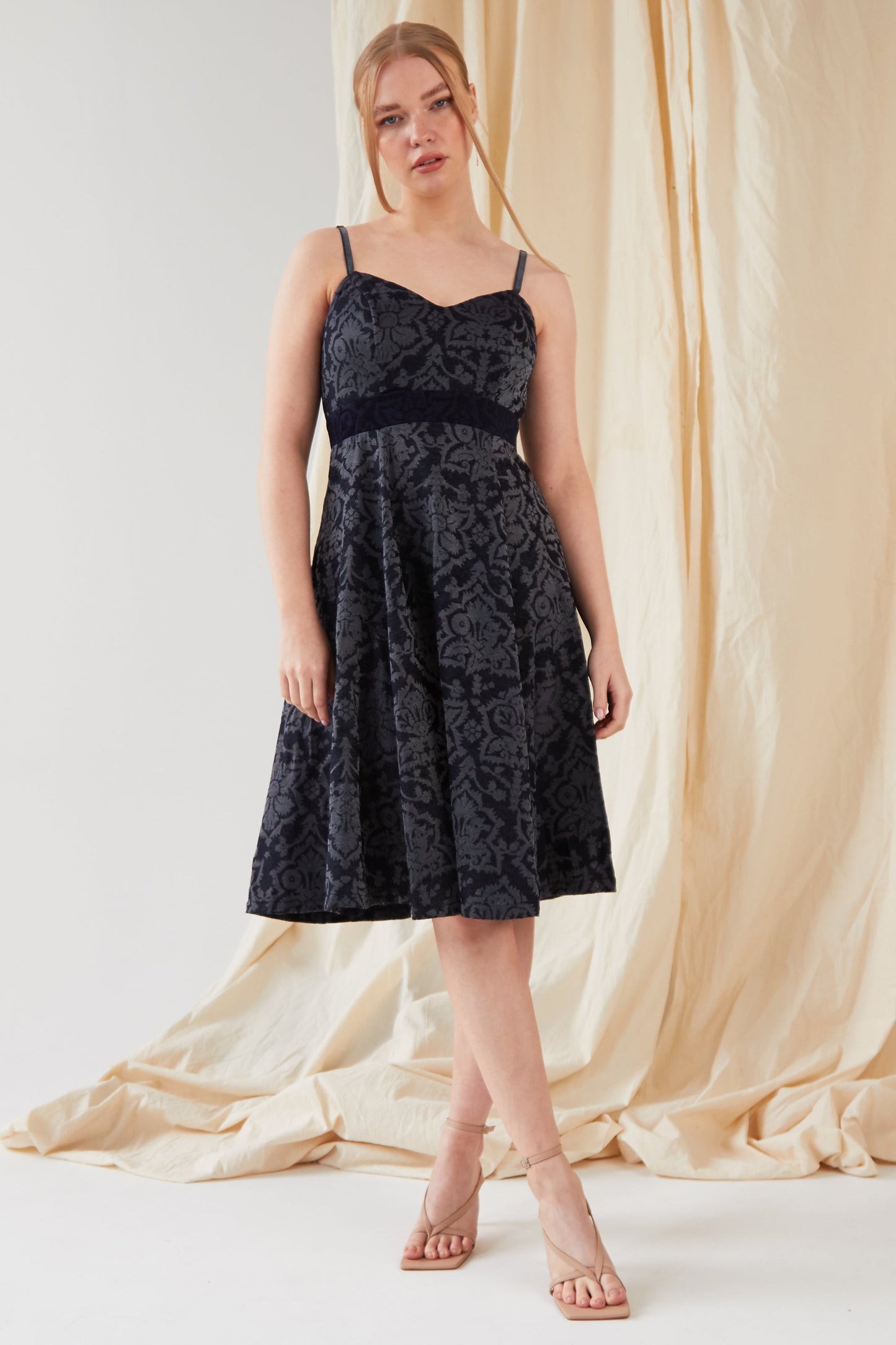 Jacquard Fit And Flare Dress