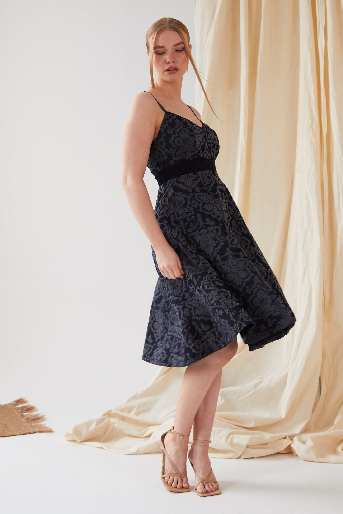 Jacquard Fit And Flare Dress