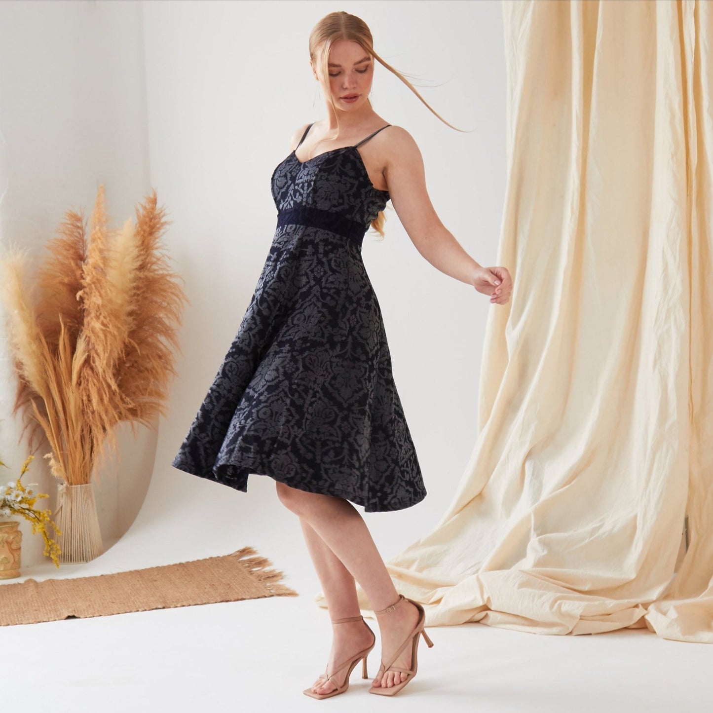 Jacquard Fit And Flare Dress