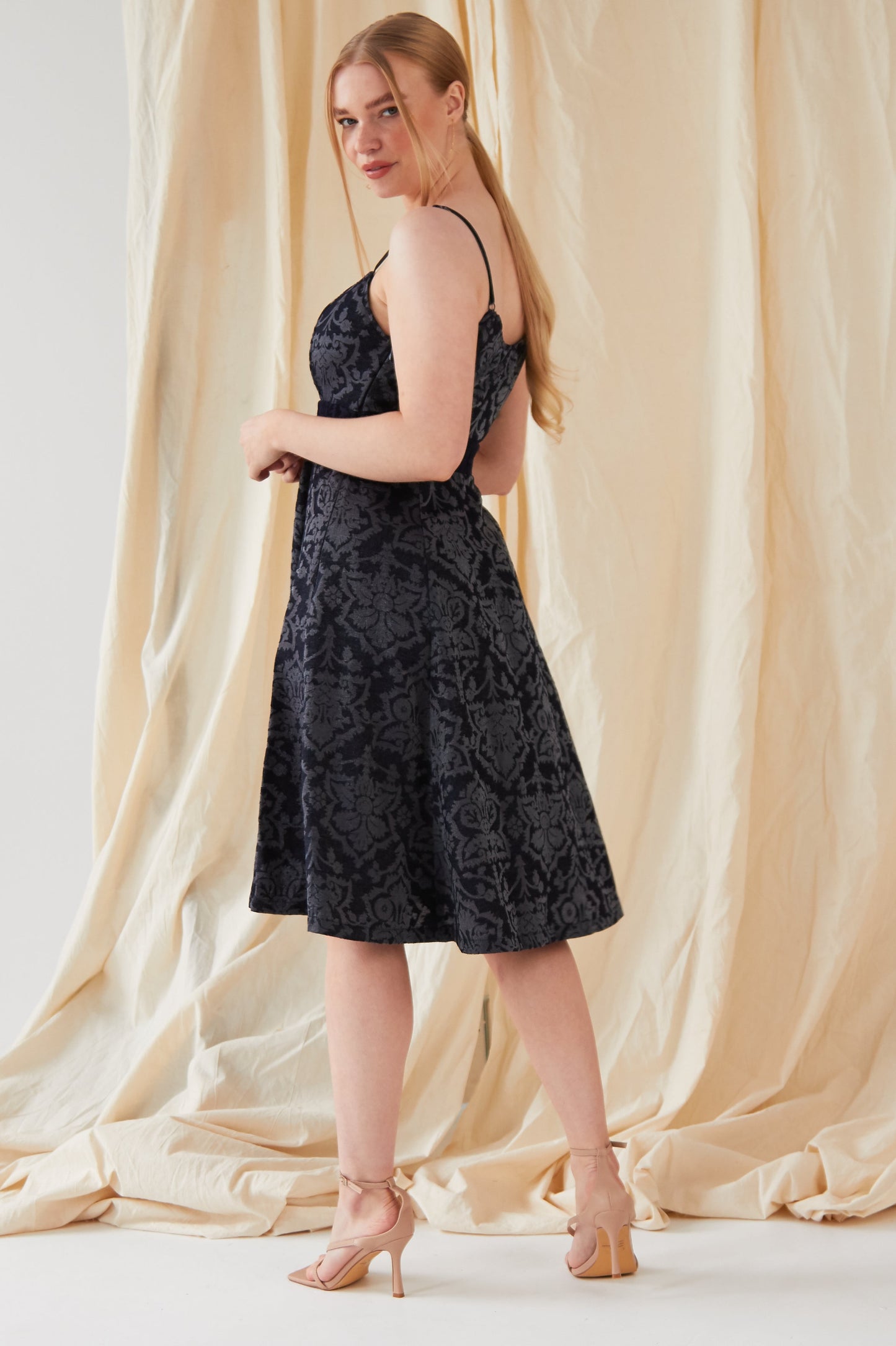 Jacquard Fit And Flare Dress