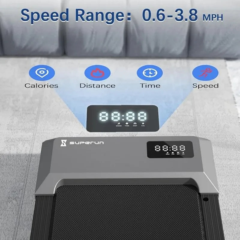 2in1 Remote Control Under Desk Walkingpad 35.5*15.5inch Run Belt Treadmill 0.6-3.8mph Treadmill for Home Office With LED Display