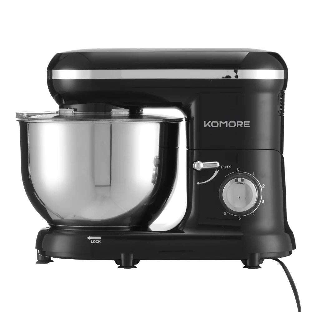 KOMORE 5.5-Quart 1400W Household Stand Mixer – Powerful Electric Kitchen Mixer with Stainless Steel Bowl 6-Speed