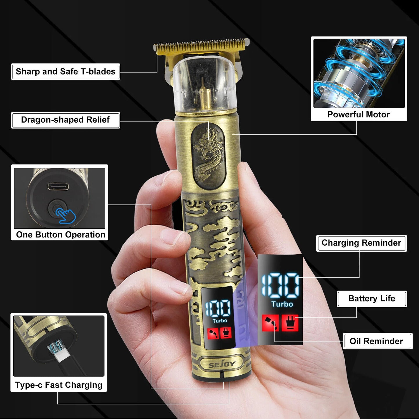 SEJOY Shaver Men USB Electric Shaver Powerful Beard Electric Razor Rechargeable WaterproofShaving Machine