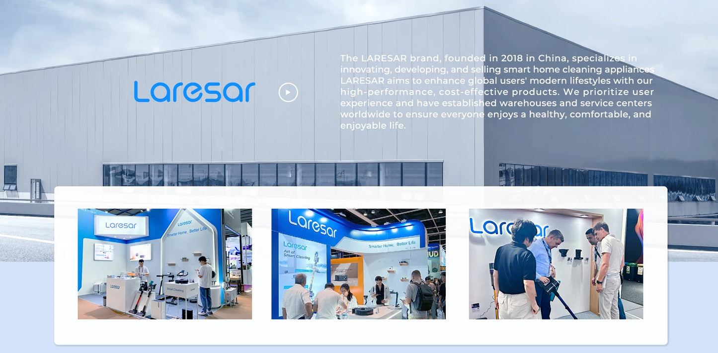 Laresar M3 Cordless Wet Dry Vacuum Cleaner Mop Edge Cleaning 55min Auto Suction Floor Washer Self-Cleaning Smart Home