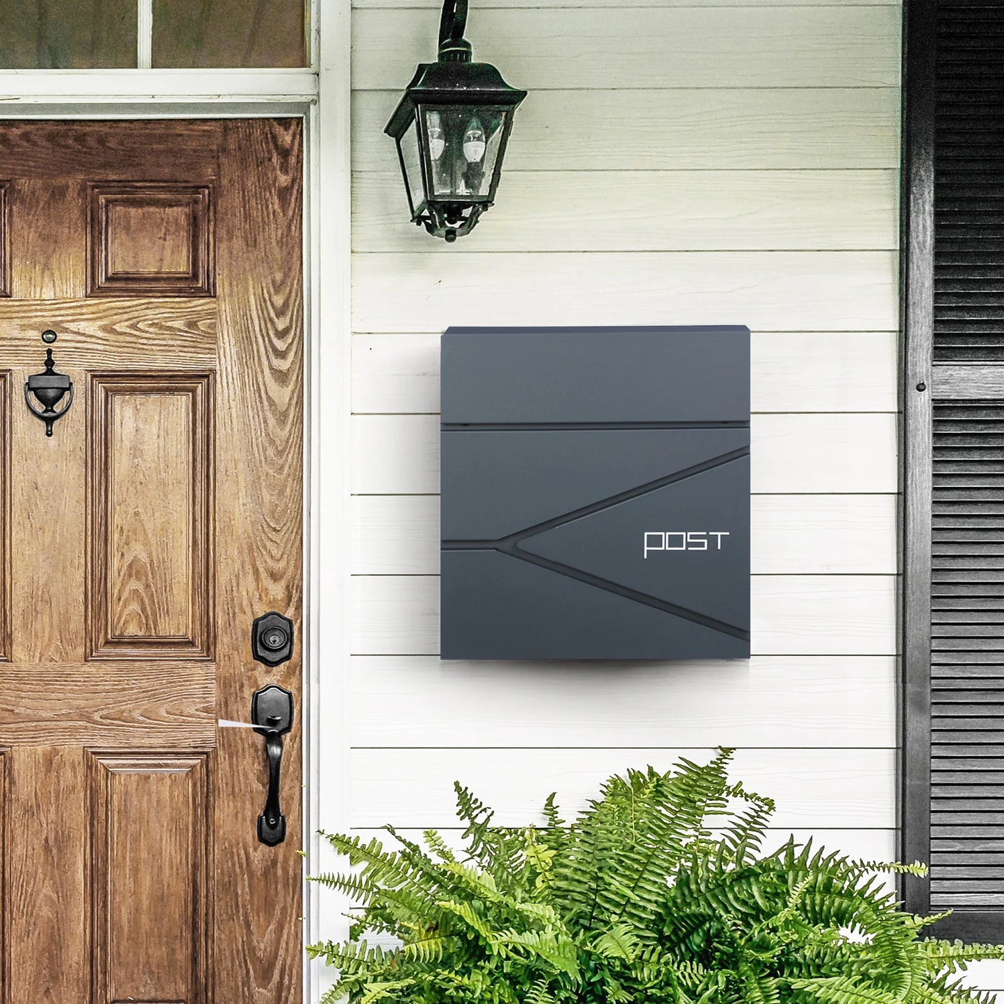 SONGMICS Wall Mounted Post Box - Modern Letterbox with Newspaper Holder & Lock - Metal Construction for UK Homes
