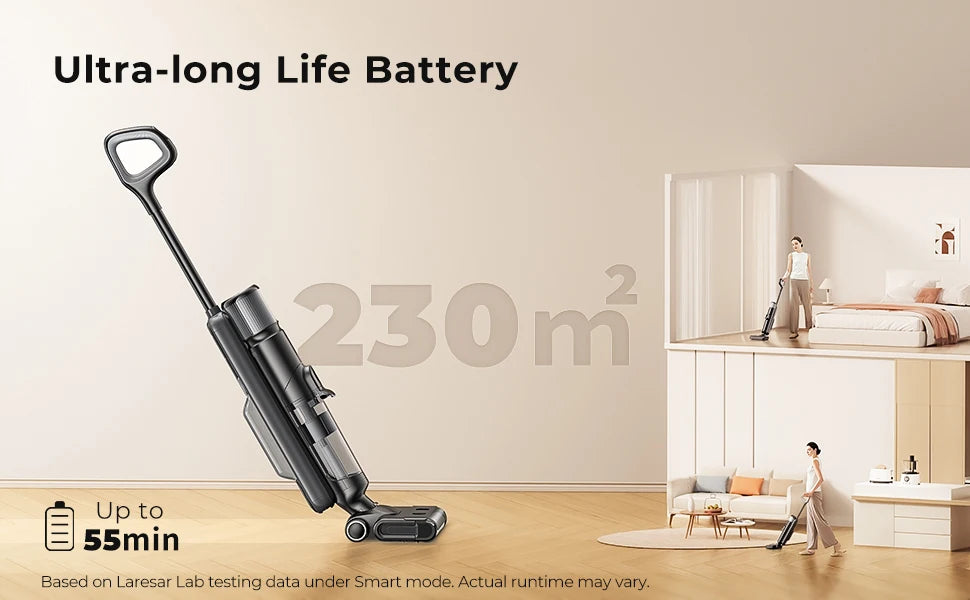 Laresar M3 Cordless Wet Dry Vacuum Cleaner Mop Edge Cleaning 55min Auto Suction Floor Washer Self-Cleaning Smart Home