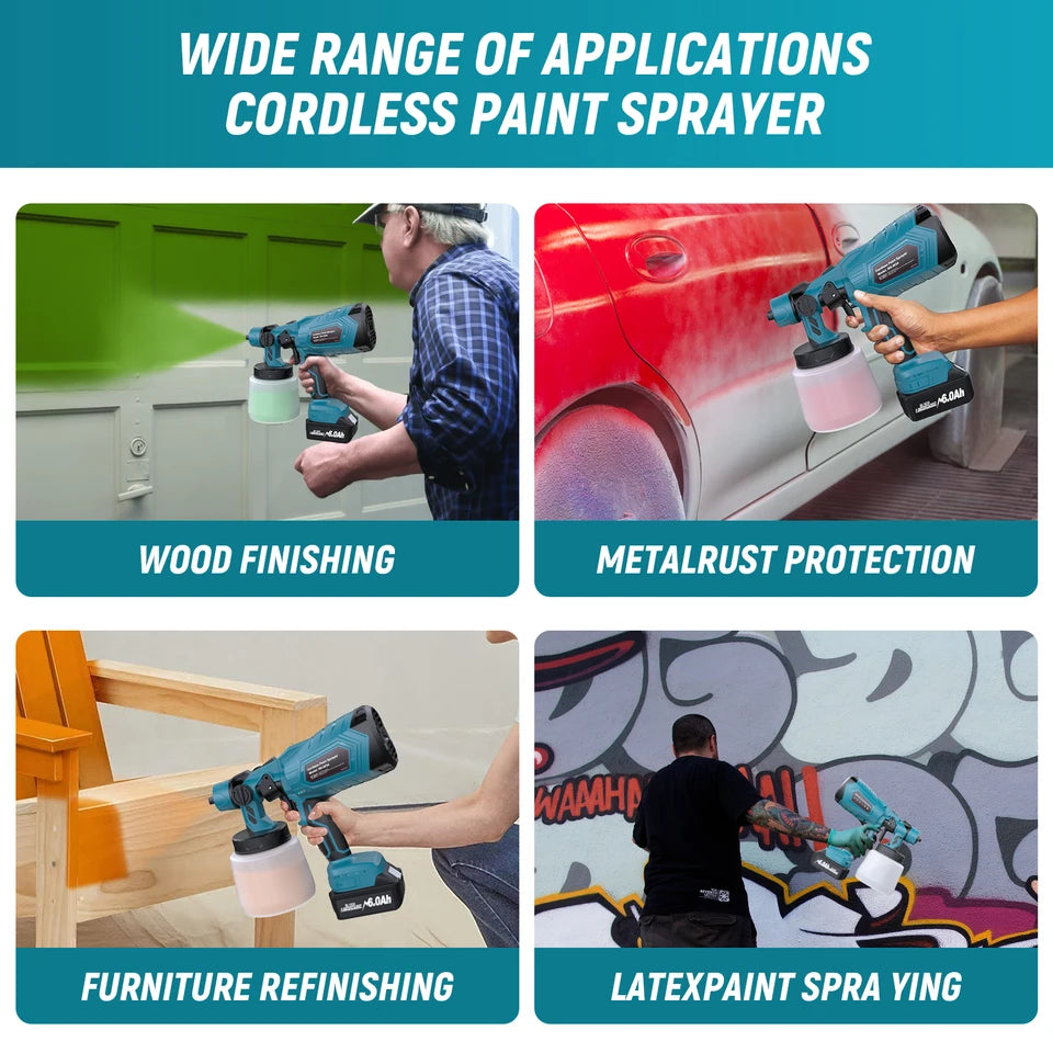1000ML Cordless Paint Sprayer – Compatible with Makita BL1830 BL1840 BL1850 BL1860 Batteries – Adjustable Flow & 3 Spray Patterns