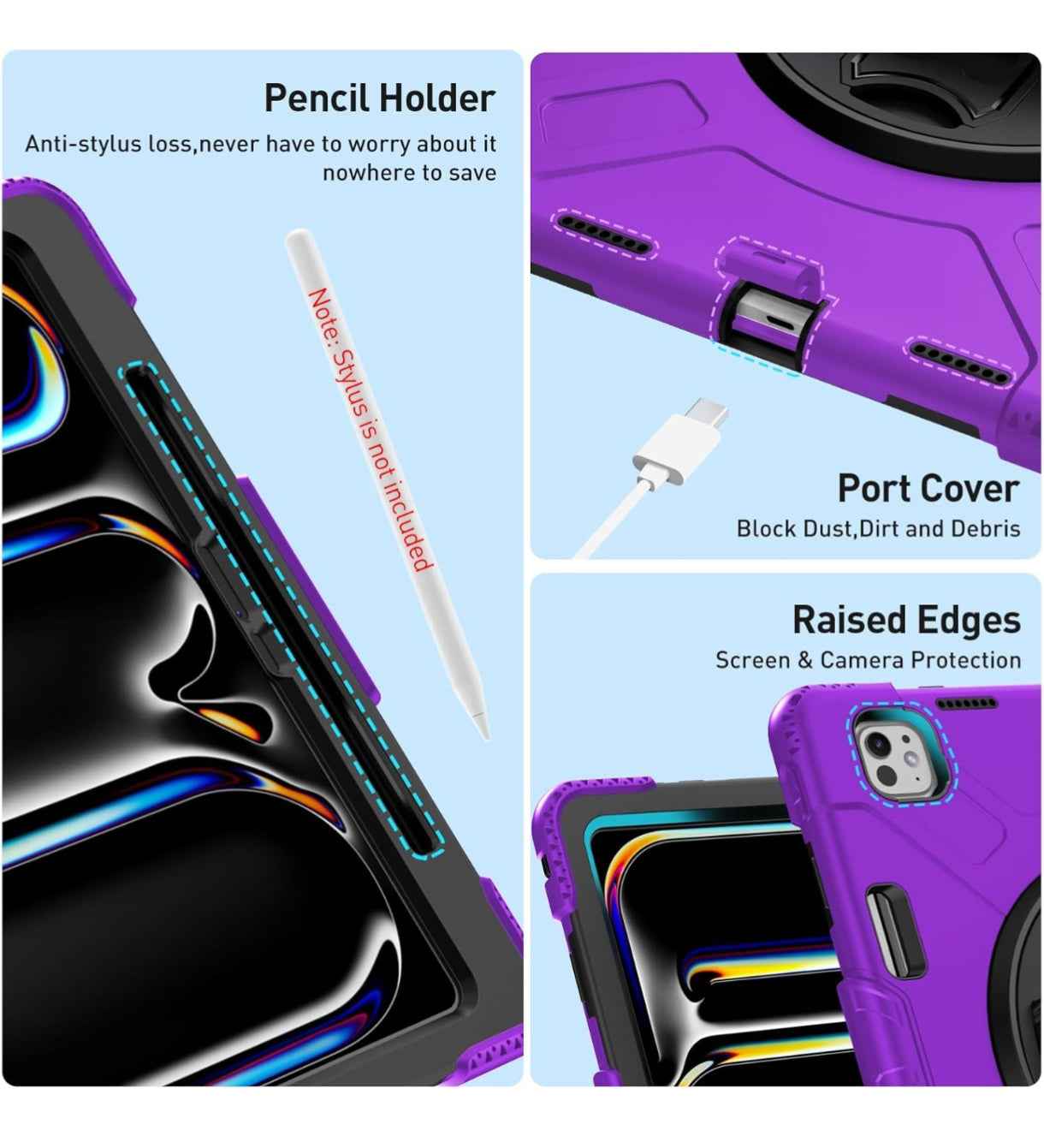 GRALIFCARE iPad Pro 13 M4 Shockproof Case with 360° Stand