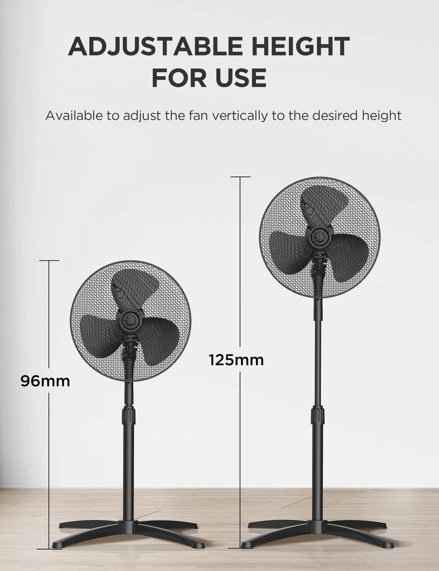 Midea 40W Pedestal Fan by COMFEE – Quiet Oscillating Standing Fan with 3 Speed Settings, Adjustable Height & Powerful Airflow – Home & Office Cooling Solution
