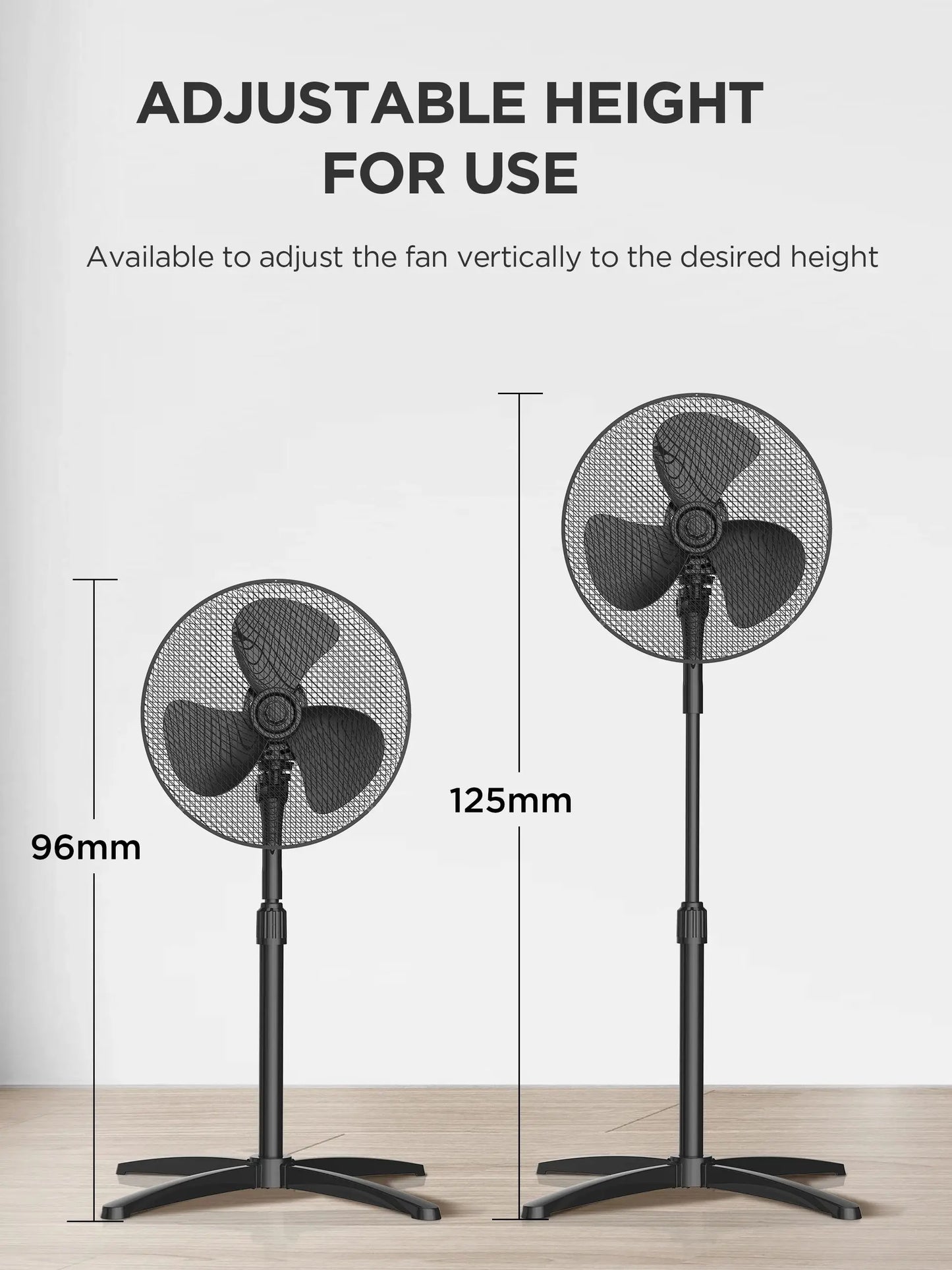 Midea 40W Pedestal Fan by COMFEE – Quiet Oscillating Standing Fan with 3 Speed Settings, Adjustable Height & Powerful Airflow – Home & Office Cooling Solution