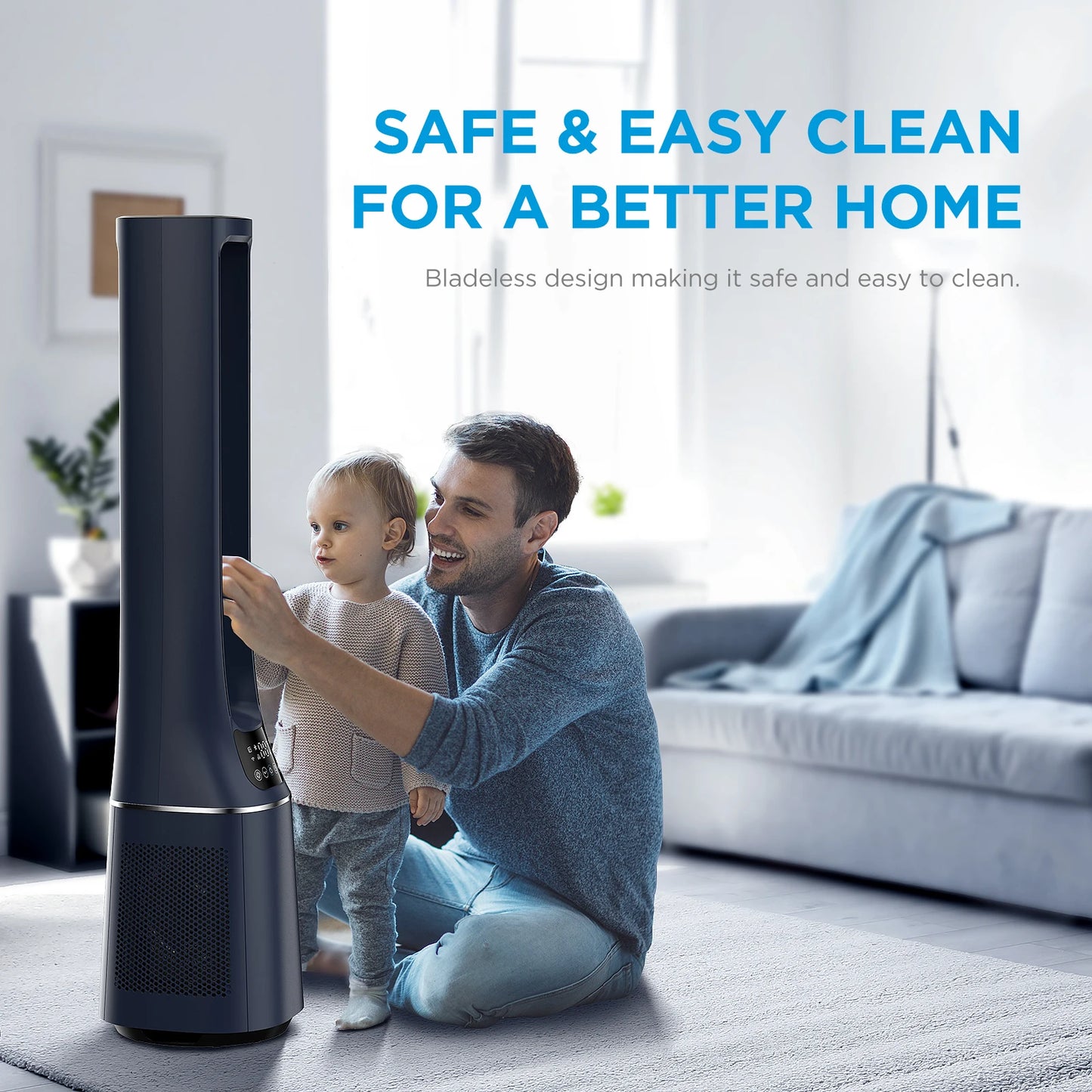 Midea 2-in-1 Bladeless Tower Fan with DC Motor – Ultra Quiet 10 Speeds LED Display App Control & Remote | COMFEE Smart