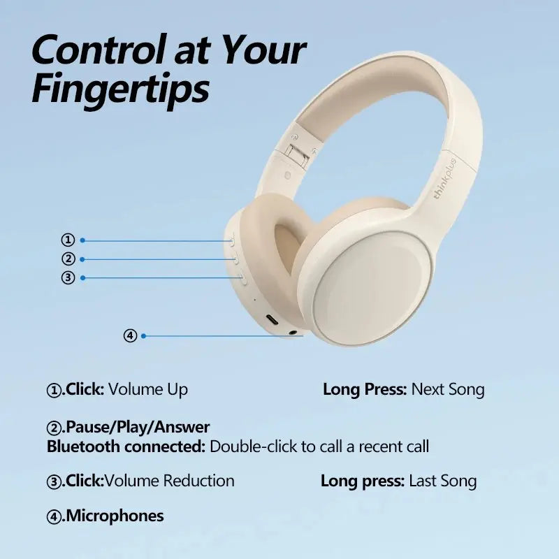 Lenovo TH30 Wireless Headphones Bluetooth 5.3 Earphones Foldable Gaming Headset Sport Headphone with Mic Music Earbuds