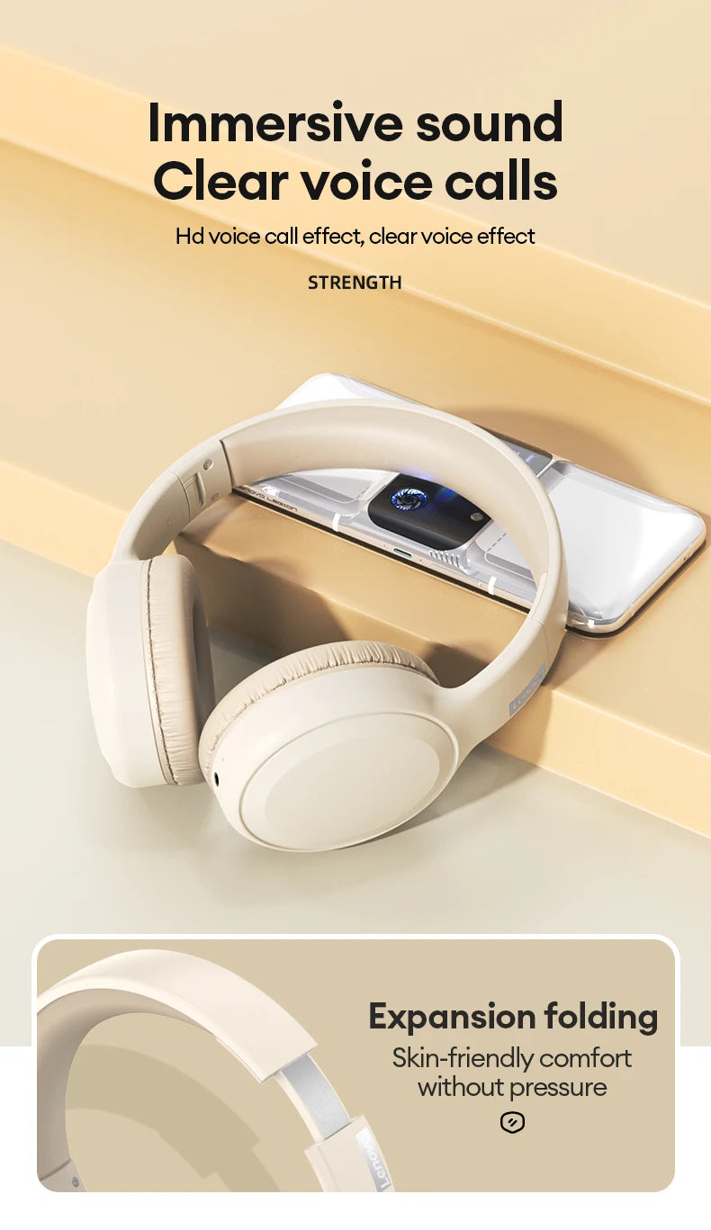 Lenovo TH30 Wireless Headphones Bluetooth 5.3 Earphones Foldable Gaming Headset Sport Headphone with Mic Music Earbuds