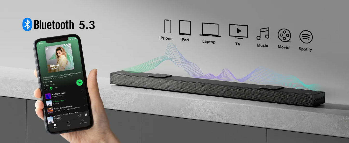 ULTIMEA 520W 5.1.2 Soundbar with Dolby Atmos for Smart TV,4K HDR Pass-through,Home Theater Wireless Bluetooth Soundbar
