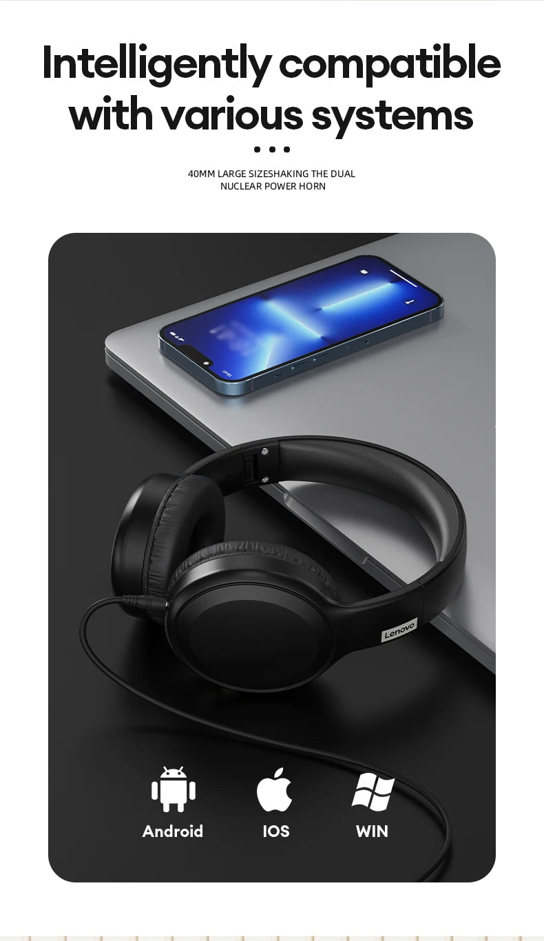 Lenovo TH30 Wireless Headphones Bluetooth 5.3 Earphones Foldable Gaming Headset Sport Headphone with Mic Music Earbuds