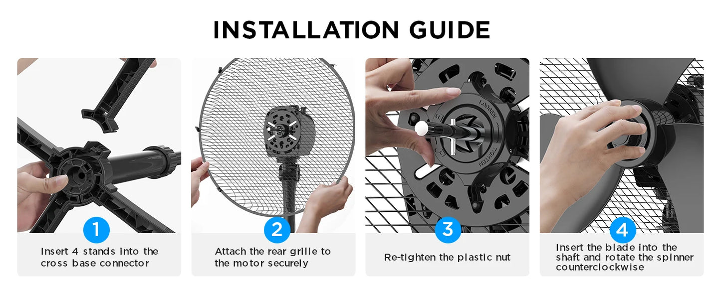 Midea 40W Pedestal Fan by COMFEE – Quiet Oscillating Standing Fan with 3 Speed Settings, Adjustable Height & Powerful Airflow – Home & Office Cooling Solution